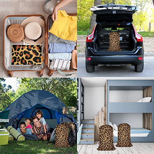 Swono Leopard Pattern Laundry Bag Large Heavy Duty Laundry Backpack with Adjustable Drawstring Closure Leopard Print Spot Animal Skin Laundry Hamper for Traveling Dirty Clothes Organizer, Safari Theme - color: Leopard Pattern