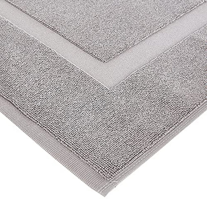 Amazon Basics Banded Bathroom Bath Rug Mat, Machine Washable, 100% Cotton, 31" x 20", Light Gray - color: Light Gray, size: 20 x 31 inches