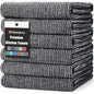 Homaxy Premium Kitchen Towels(18”x 28”, 6 Pack), Large Cotton Kitchen Hand Towels, Flat and Terry Dish Towels, 380 GSM Highly Absorbent Tea Towel Set with Hanging Loop, Black - color: Black, style: 6-pack