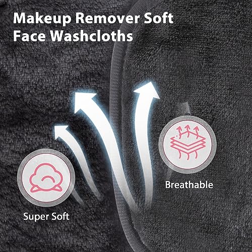 Makeup Remover Cloth, 6" x 6" Make Up Towels Reusable Face Cloth for Washing Face, Makeup Remover Pads Microfiber Face Washcloth with Mesh Bag, Just Water, Eco-friendly, 12 PACK - color: MixColor-1