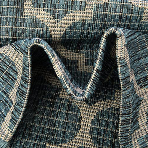 Unique Loom Outdoor Trellis Collection Area Rug (10' x 13' 1" Rectangle, Teal/ Gray) - color: Teal/Gray, size: 10' x 13'1" (Rectangular)