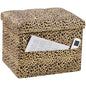 Bsketa Storage Ottoman Foot Rest Stool, Small Velvet Storage Ottomans Bench, Folding Footstool with Side Pockets, Foot Rest Under Desk for Living Room Bedroom, 17x13x13 in, Leopard Print - color: Leopard Print-with Side Pockets