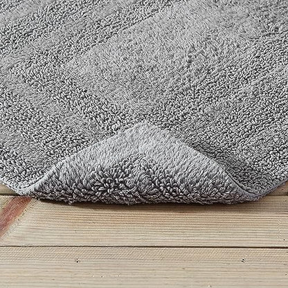 Eddie Bauer - Bathroom Rug, 100% Soft Plush Tufted Cotton Bath Rug, Highly Absorbent, Quick-Dry, and Skid-Resistant Backing (Logan Chrome Grey, 24" x 40") - color: Chrome Grey, style: 24" x 40"