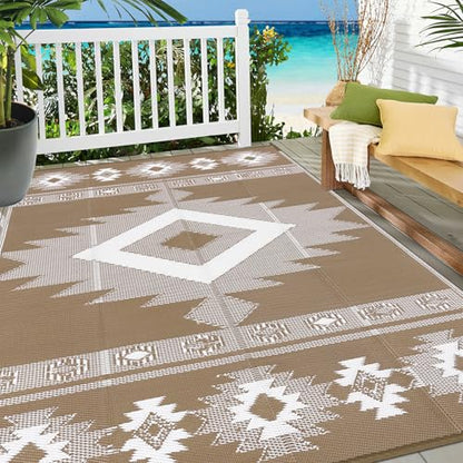 Outdoor Rug 8x10 ft for Patios Waterproof Reversible Plastic Straw Rug Patio Mat Clearance Outdoor RV Camping Mat Outside Area Rug Carpet for Porch,Deck,Camper,Balcony,Backyard