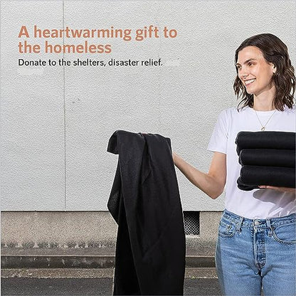 (24 Pack) Bulk Fleece 50x60 Throw Blankets for Wedding Favors, Homeless Women, Men, Homes, Bed, Sofa, Couch, Office, Pet Blankets, Travel | Soft Warm Lightweight Throw Blankets in Bulk (Black) - color: Black