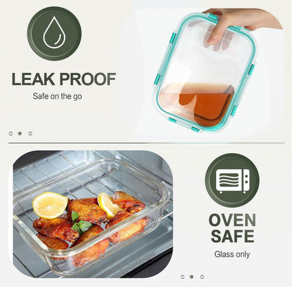 KOMUEE 10 Packs 30 oz Glass Meal Prep Containers,Glass Food Storage Containers with Lids,Airtight Lunch Bento Boxes, Microwave, Oven, Freezer and Dishwasher,Green - color: Green