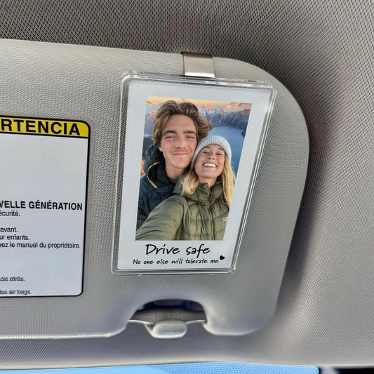 Gossby Polaroid Photo Car Visor Clip Couple - Custom Gift for Boyfriend | Polaroid Photo Visor Clip, Custom Gift For Boyfriend From Girlfriend - color: Drive safe No one else will to