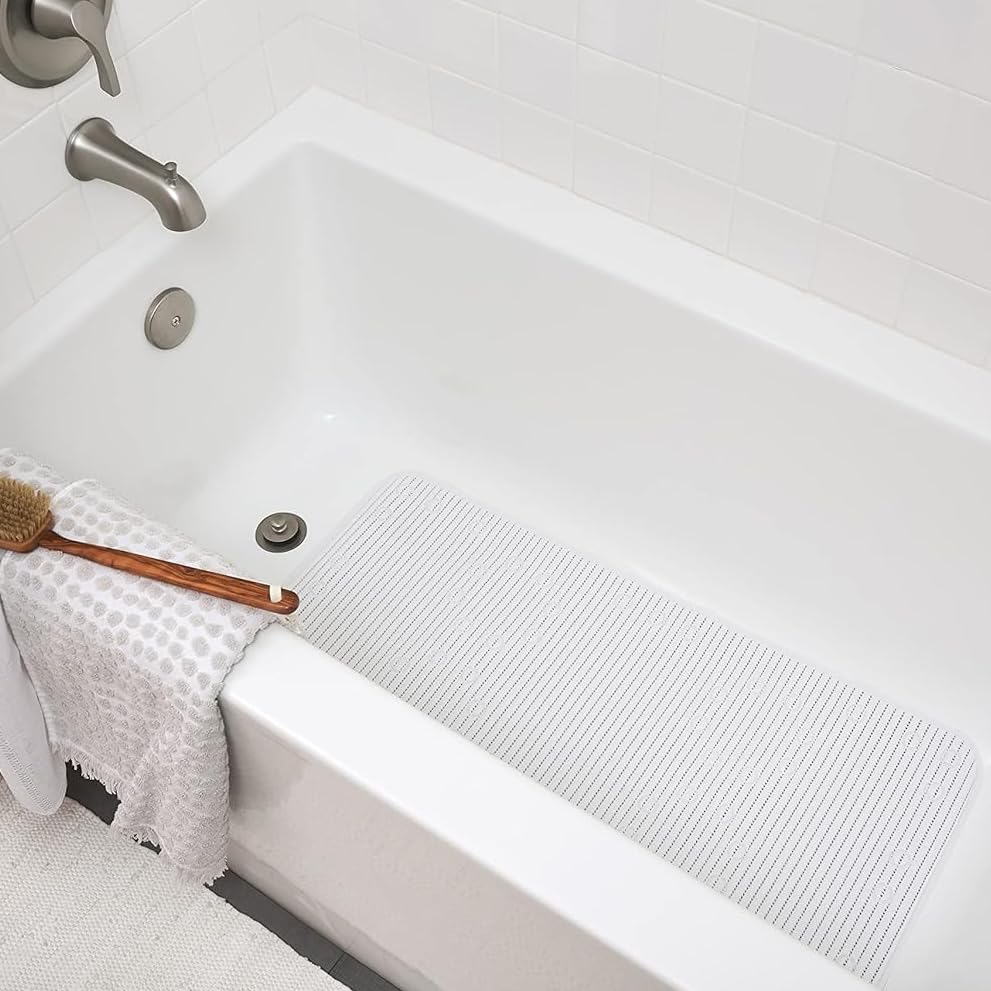 Duck Brand Clorox Cushioned Shower Mat, Non Slip Bathtub Mat with Suction Cups, 17 Inches x 36 Inches, White, 2 Pack