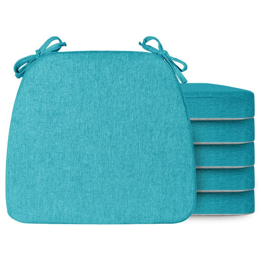 Chair Cushions Set of 6, D-Shaped Seat Cushion for Chair, Non Slip Chair Pads with Ties, 17" x 16" x 2", 40D Foam, Removable Washable Cover, Seat Cushions for Kitchen Chairs, Lake Blue - color: Lake Blue, size: 6 Pack