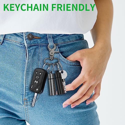 Small Pill Box,(2 Pack+2*Carabiner Clips) Keychain Pill Holder Portable Mini Travel Pill Container Metal Case Bottle with Keyring - color: Gray+black+2*carabiner Clips