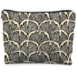 Abstract Black and Beige Makeup Bag, Art Deco Feather Palm Botanical Cosmetic Bags for Women, Mid Century Modern Art Zipper Makeup Pouch - color: Ginkgo biloba leaves