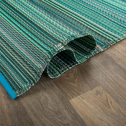 Rugshop Contemporary Stripe Reversible Crease-Free Waterproof Premium Recycled Plastic Outdoor Rugs for Patio,Backyard,RV,Deck,Picnic,Trailer,Beach,Camping Blue 5' x 7' - size: 5' x 7' (Rectangular)