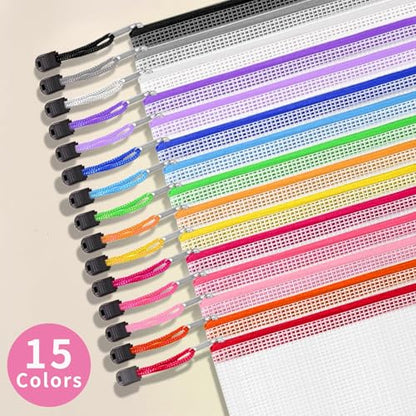 EVERECO 30 Pack A3 Mesh Zipper Pouch Bags (16.7x12 in) - Large Plastic Zipper Pouches for Organizing, Board Game Storage & Puzzle Storage, Toy Organizer Bags, Travel Bag Organizer - style: 30 Pack