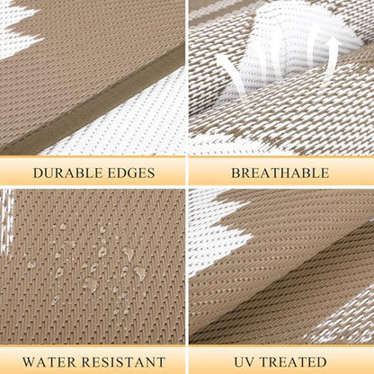 Outdoor Rug 8x10 ft for Patios Waterproof Reversible Plastic Straw Rug Patio Mat Clearance Outdoor RV Camping Mat Outside Area Rug Carpet for Porch,Deck,Camper,Balcony,Backyard