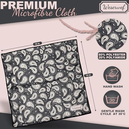 WESERWEF Design Microfiber Glasses Cleaning Cloth – Premium Cleaning Cloth for Eyeglasses, Screens, Tablets, Cameras & Lenses, 12" x 12", Ultra-Soft & Scratch-Free (Doodle) - color: doodle
