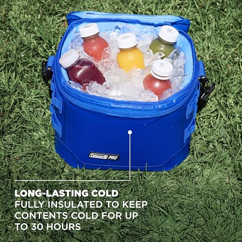 Coleman Pro 16-Can Premium Soft Cooler Lunchbox, Fully Insulated Lid & Body Stays Cold up to 30 Hours, Great for Camping, Tailgating, Parties, Sports, Concerts, Lunches & More - color: Neptune, style: 16-Can