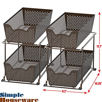 Simple Houseware Cabinet 2 Tier Perforated Basket Drawer, Bronze - 2 Pack - color: Bronze, size: 2-Pack