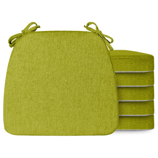 Chair Cushions Set of 6, D-Shaped Seat Cushion for Chair, Non Slip Chair Pads with Ties, 17" x 16" x 2", 40D Foam, Removable Washable Cover, Seat Cushions for Kitchen Chairs, Fluorescent Green - color: Fluorescent Green, size: 6 Pack