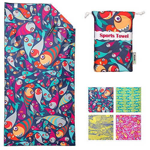 4Monster Quick Dry Beach Towel, Ultra Absorbent Microfiber Travel Towel, Lightweight & Compact for Beach, Swimming, Camping, Pool, Water Sports & Yoga - color: 02colorful, size: 63.00" x 31.50"