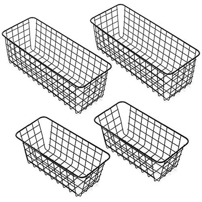 4 Pack Wire Storage Baskets Household Metal Wall-Mounted Containers Organizer Bins for Kitchen Bathroom Freezer Pantry Closet Laundry Room Cabinets Garage Shelf, 2 Large 2 Medium