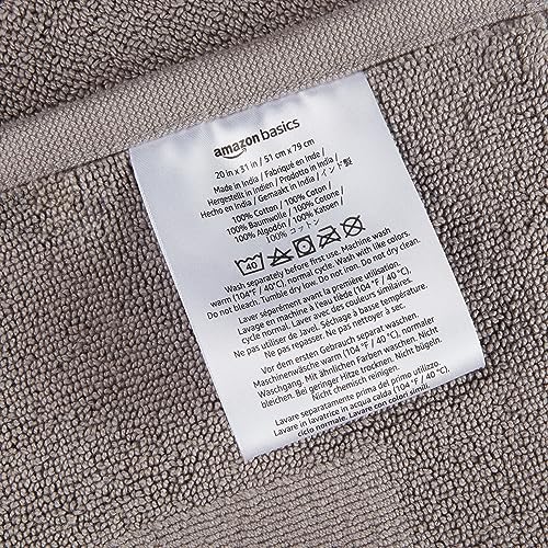 Amazon Basics Banded Bathroom Bath Rug Mat, Machine Washable, 100% Cotton, 31" x 20", Light Gray - color: Light Gray, size: 20 x 31 inches