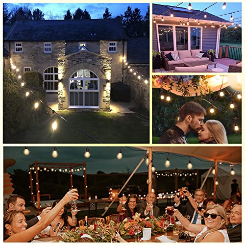 100FT String Lights for Outside with 30+2 Bulbs, Remote & Dimmer, Patio String Lights with 3 Light Modes & Timer, IP65 Waterproof,2200K Outdoor Lights for Patio Backyard Gazebo Pergola Café - size: 100ft