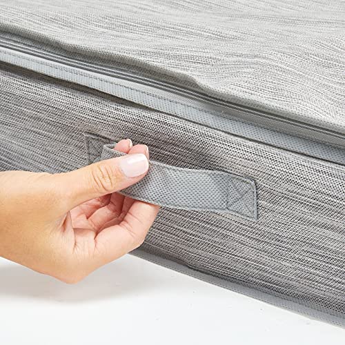 mDesign Long Gift Wrapping Organizer with Handles - Wrapping Paper Holder for Christmas and Holiday Giftwrap - Zipper Closure Storage Bag Container - Taupe/Tan