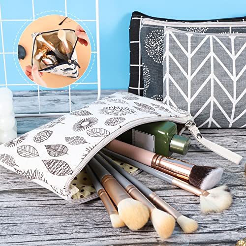 8 Pcs Canvas Cosmetic Bag, Multi-function Travel Makeup Bag Cosmetic Pouch with Zipper Travel Toiletry Bag Small Makeup Pouch Christmas Gifts Stocking Stuffers for Women - style: E