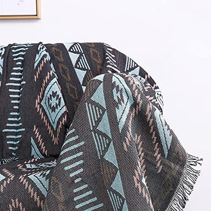 Luxlovery Aztec Throw Blankets Beige Tribal Boheiman Ethnic Woven Boho Geometric White Khaki Blanket for Couch Aztec Bed Throws Oversized Chair Sofa Cover with Tassels(63"x86") - color: Mocha, size: 63"x86",160x220cm