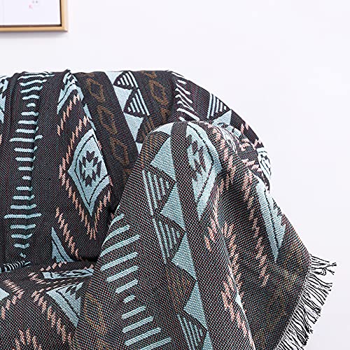 Luxlovery Beige Bohemian Sofa Throw Blankets Ethnic Woven Boho Geometric White and Khaki Throw Blanket for Couch Aztec Bed Throws Oversized Chair Sofa Cover with Tassels(63"x102") - color: Mocha, size: 63"x102",160x260cm