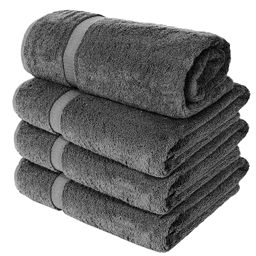 Chakir Turkish Linens 4 Piece Extra Large Bath Towels, 100% Cotton Luxury Turkish Towels for Bathroom, Soft Absorbent Bath Towels, 30 x 60 Inches, Dark Gray - color: Dark Gray