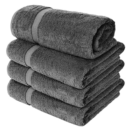 Chakir Turkish Linens 4 Piece Extra Large Bath Towels, 100% Cotton Luxury Turkish Towels for Bathroom, Soft Absorbent Bath Towels, 30 x 60 Inches, Dark Gray - color: Dark Gray