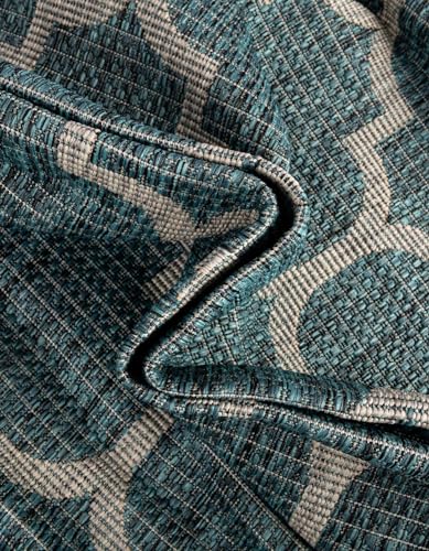 Unique Loom Outdoor Trellis Collection Area Rug (5' 3" x 7' 1" Rectangle Teal/Gray) - color: Teal/Gray, size: 5'3" x 7'1" (Rectangular)
