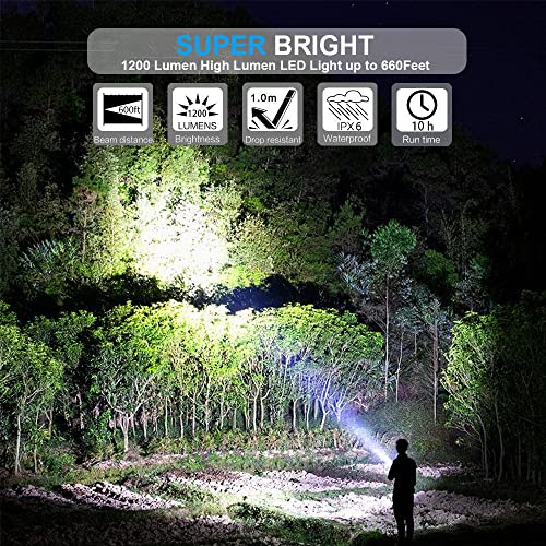 Hoxida Magnetic Flashlight USB Rechargeable, Super Bright LED Tactical Flashlight with Cob Sidelight, Waterproof, Zoomable Best Small LED Flashlight for Camping, Emergency Flashlights - color: 4pcs