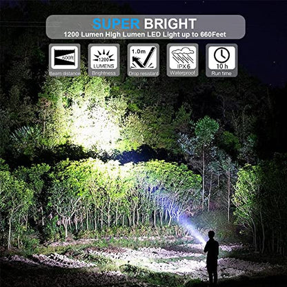 Hoxida Magnetic Flashlight USB Rechargeable, Super Bright LED Tactical Flashlight with Cob Sidelight, Waterproof, Zoomable Best Small LED Flashlight for Camping, Emergency Flashlights - color: 4pcs