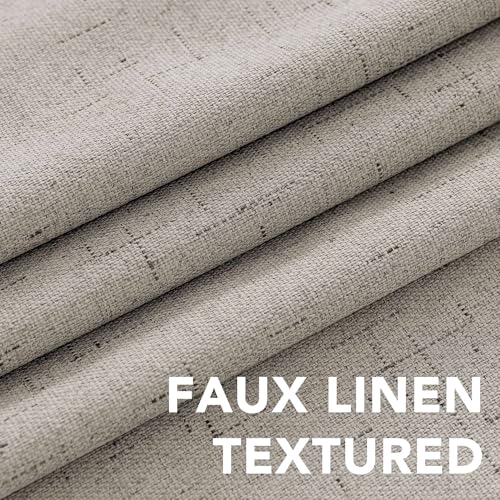 H.VERSAILTEX Linen Look 100% Blackout Curtains 63 Inches Long for Bedroom Full Light Blocking Rod Pocket 42 Inches Wide Linen Textured Thick Window Curtain Drapes with White Backing, Stone, 2 Panels - color: Stone, size: 42"W x 63"L (Pack of 2)