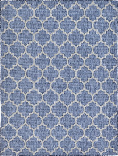 Unique Loom Outdoor Trellis Collection Area Rug (9' x 12' Rectangle, Navy Blue/ Ivory) - color: Navy Blue/Ivory, size: 9' x 12' (Rectangular)