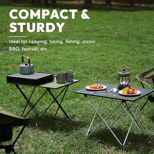MellowCamp Camping Side Table, Ultralight Aluminum Folding Table, Small Compact Portable Ideal for Beach, Outdoor Cooking, Hiking, Camping, Picnics (Black,Medium) - size: Medium - 22 "x15.9 "x16.1 "