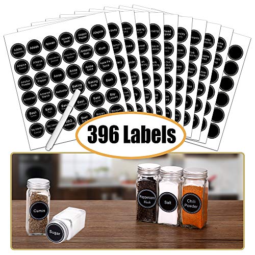 SWOMMOLY Spice Rack Organizer with 24 Empty Glass Spice Jars, 396 Spice Labels with Chalk Marker and Funnel Complete Set, for Countertop, Cabinet or Wall Mount, Black - size: 3 Tier