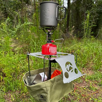 Ruck & River Camping Table - Compact and Lightweight 8"x8" Aluminum Top with Cup Holders, Adjustable Height, Easy to Assemble, Portable Outdoor Table for Camping, Hiking, Fishing, Beach, Hammock