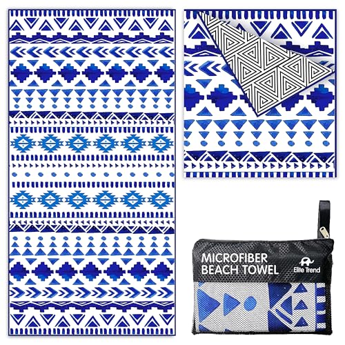 Elite Trend Quick Dry Towel Extra Large 78x35 Inch - Microfiber Beach Towel - Perfect for Beach, Travel, Swimming, Pool, Yoga, Hiking, Camping - Lightweight, Fast Drying, Compact for Adults (Aztech) - color: Aztech, style: Extra Large 78x35"