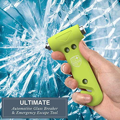Swiss Safe Durable 5-1 Car Safety Hammer Window Breaker Breaker Tool w/Seatbelt Cutter - Emergency Escape Glass Hammer - Truck, Car Safety Essentials & Accessories - Glow, 1 Pack - color: Glow, size: 1-Pack