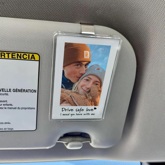 Gossby Photo Car Visor Clip Couple - Custom Gift for Anniversary | Couple Photo Car Visor Clip, Personalized Gift For Boyfriend, Custom Car Accessory Couple - color: Drive safe love I need you her