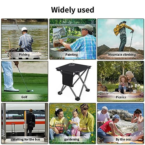 Roptat Camping Stool,Portable Folding Compact Lightweight Stool Seat for Camping Fishing Hiking Gardening Outdoor Walking Backpacking Travelling and Beach with Carry Bag (Black) - color: Black