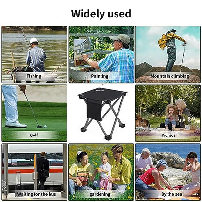 Roptat Camping Stool,Portable Folding Compact Lightweight Stool Seat for Camping Fishing Hiking Gardening Outdoor Walking Backpacking Travelling and Beach with Carry Bag (Black) - color: Black