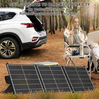100W Portable Solar Panel,Lightweight Foldable Solar Charger,23.5% Efficiency Mono,Compatible for Jackery/Ecoflow/Bluetti,with DC20V&USB A,USB C,IP65 Waterproof for Camping RV off-grid emergency power
