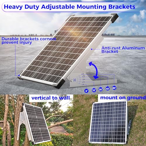 Voltset 50W Solar Panel Kit, 12V Solar Battery Trickle Charger Maintainer + 10A MPPT Charge Controller + Adjustable Mount Bracket,Waterproof Solar Panel Battery Charger for Car Boat Marine RV Roof - size: 50W