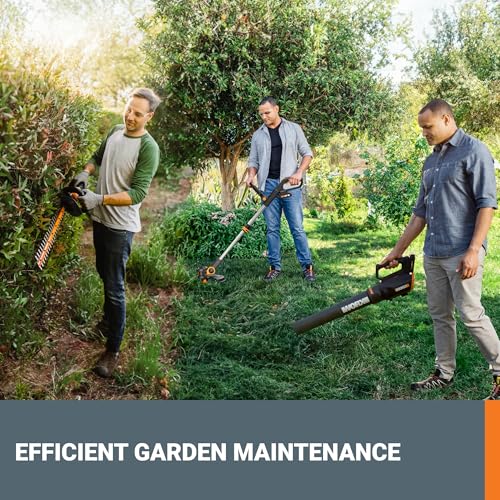 Worx 20V 12" Cordless String Trimmer, 360 CFM Leaf Blower & 22" Hedge Trimmer Combo, 2 Batteries & Charger Included, WG931 - style: 12" Trimmer & 360 CFM Blower & 22" Hedge Trimmer