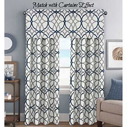 H.VERSAILTEX Blackout Curtain Valances for Kitchen/Bathroom - Thermal Insulated Window Valances for Living Room/Bedroom Rod Pocket Short Curtain 1 Panel, 52x18 inch, Geo in Grey and Navy - color: Geo in Grey and Navy