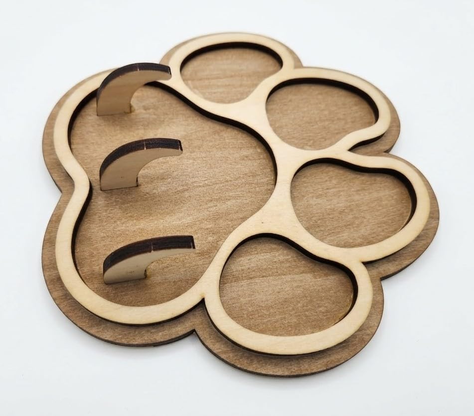 Paw Print Dog Leash Holder for Wall, Handmade Wood Key Rack with 3 Hooks, Pet Entryway Organizer, Gift for Dog Lovers, Key Holder, Key Rack
